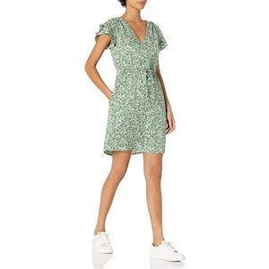 Goodthreads | Women’s Georgette Ruffle-Sleeve Mini Dress | Green Floral | XS